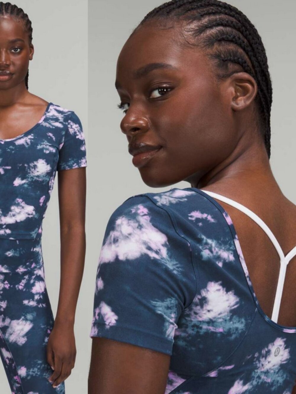 Lululemon Align T-Shirt Blue Tie Dye Crop Top Tee Slim Fit